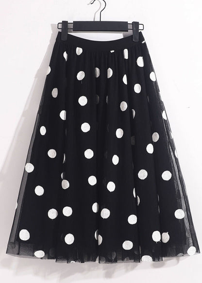 Blue High Waist Oversized Dot Print Tulle Skirt Spring