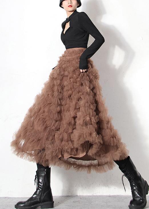 Handmade Khaki Long Skirt