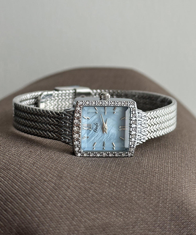 Baby Blue Stainless Steel Waterproof Chain Watches
