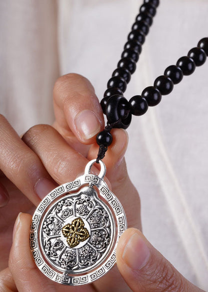 Classy Black Pendant Gratuated Bead Necklace
