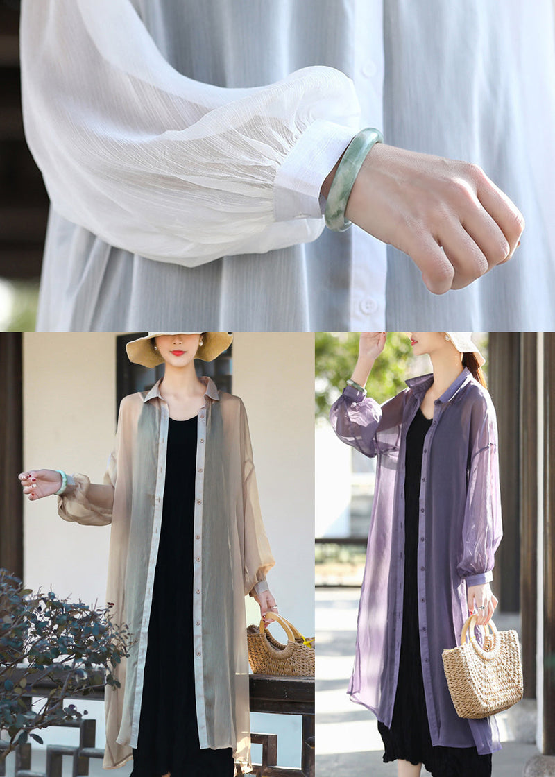 Purple Upf 50+ Tulle Long Cardigans Long Sleeve