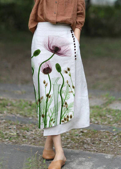 Boutique White Asymmetrical Design Elastic Waist a Line Skirts Spring
