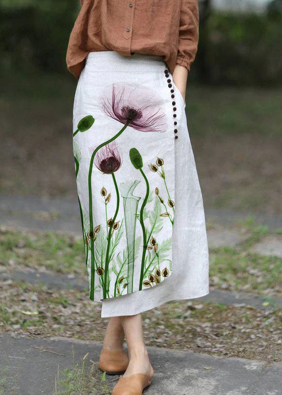 Boutique White Asymmetrical Design Elastic Waist a Line Skirts Spring