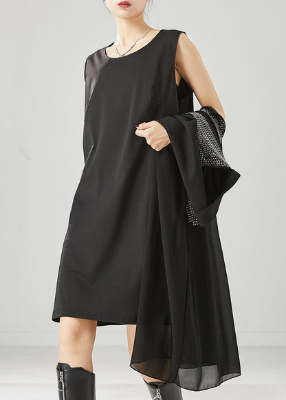 Black Oversized Rivet Chiffon Two Pieces Set Spring