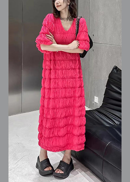 Diy Rose V Neck Chiffon Maxi Dress Short Sleeve