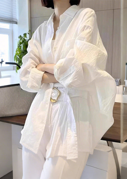 White Oversized Cotton Shirts Spring