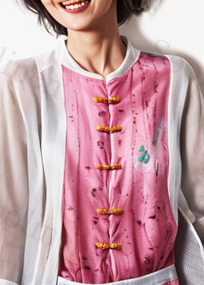 Loose White Button Patchwork Cotton Blouses Fall