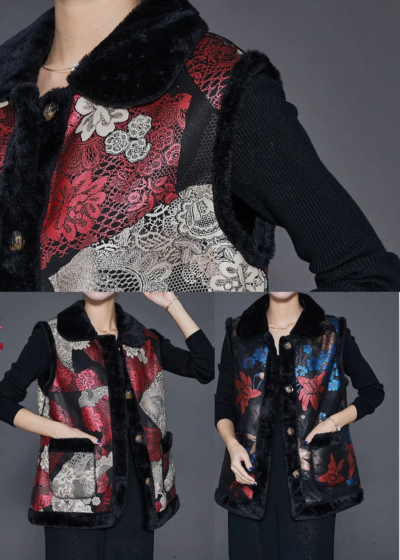 Blue Print Fine Cotton Filled Vests Peter Pan Collar Winter