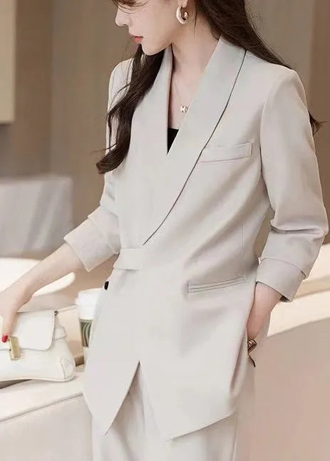 White Spandex Coats Asymmetrical Spring