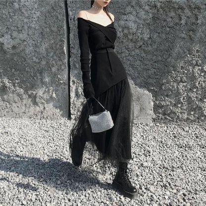 New Mesh Patchwork Skirt Color Street Simplicity Temperament Skirt