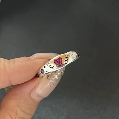 Kpop Dark Geometric Gothic Star Ring