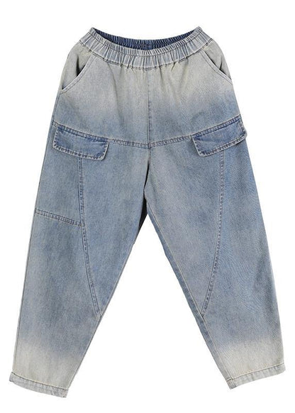 Modern Light Blue Trousers Thin Spring Pockets Sewing Pants