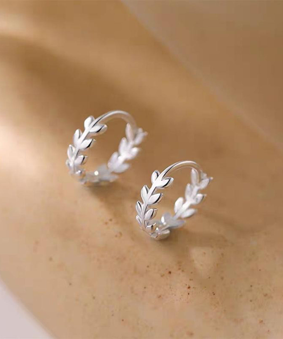 Silk Sterling Silver Ear of Wheat Hoop Earrings