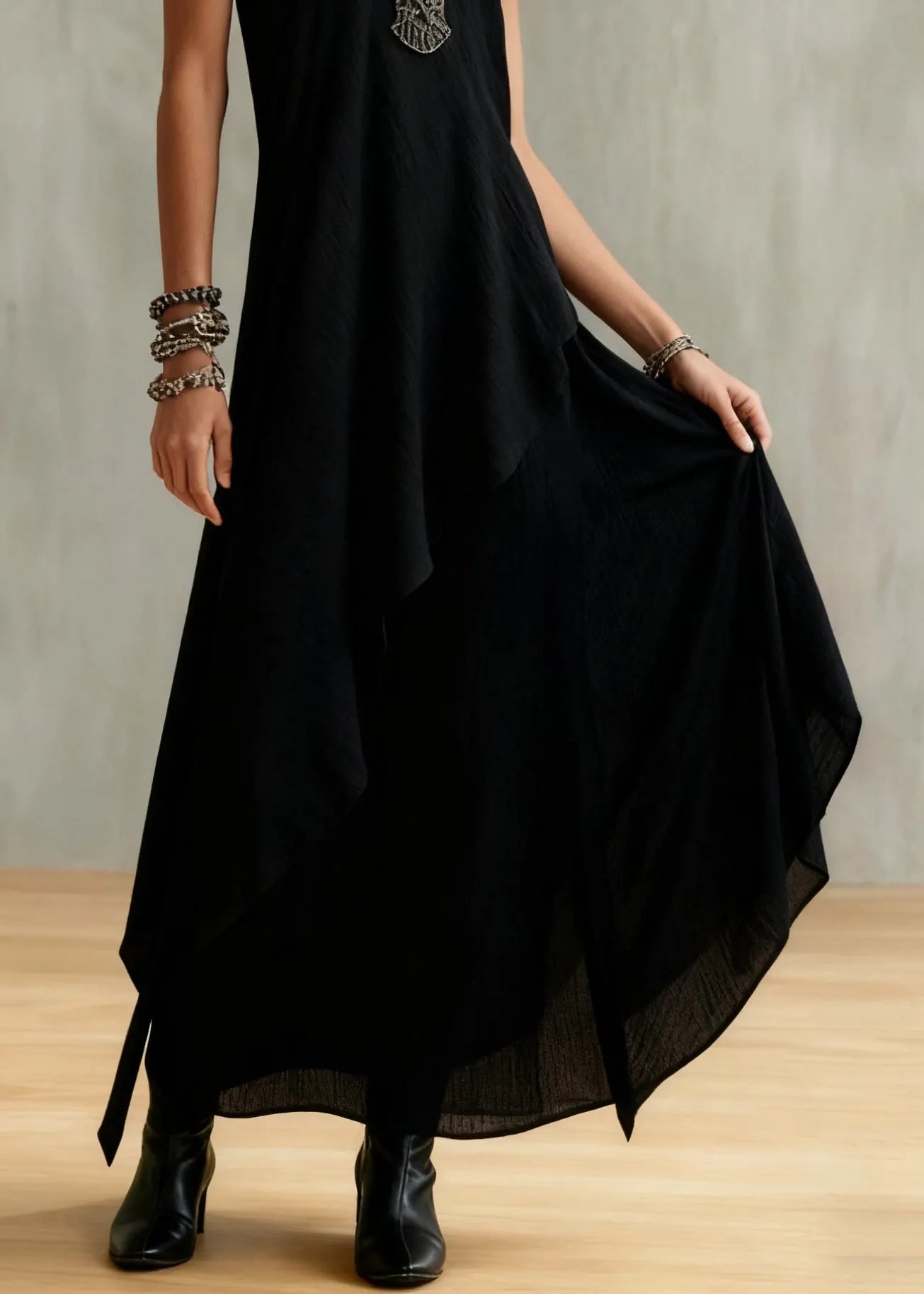 Original Coffee Asymmetrical Tops and Spaghetti Strap Dress Cotton Two Piece Set Sleeveless