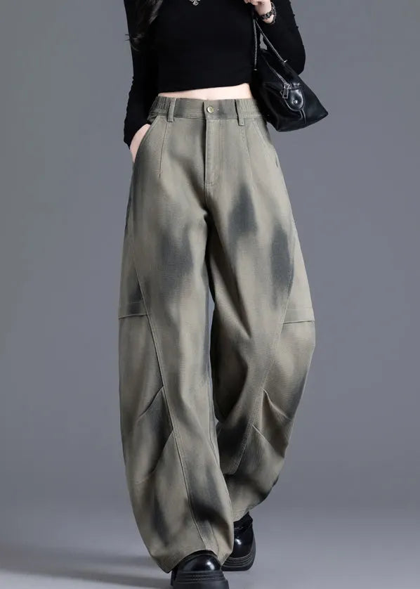 Tie Dye Print Elastic Waist Denim Pants Spring
