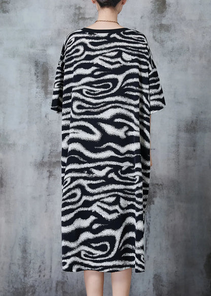Style Black Oversized Striped Chiffon Maxi Dresses Summer