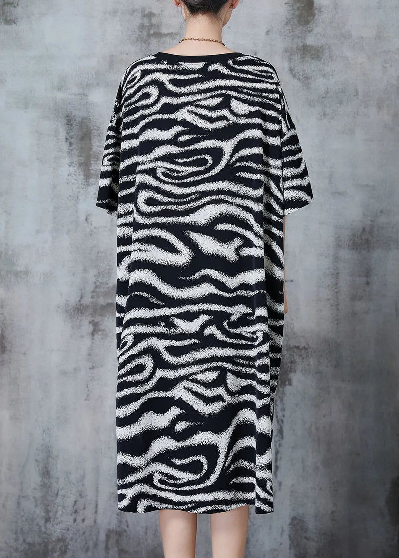 Style Black Oversized Striped Chiffon Maxi Dresses Summer