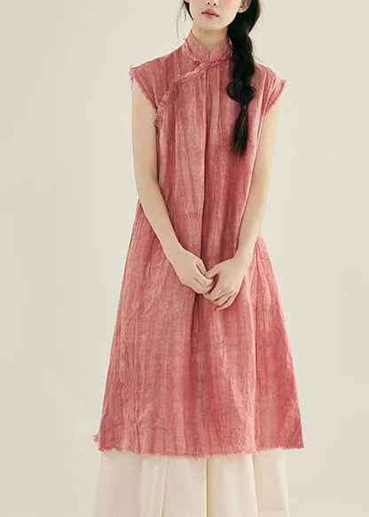 Stand Collar Tasseled Cotton Two Pieces Set Summer