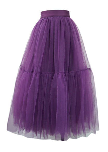 Purple Patchwork Tulle Skirt Spring