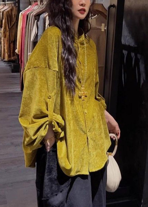 Chinese Style Yellow Patchwork Button Top Spring