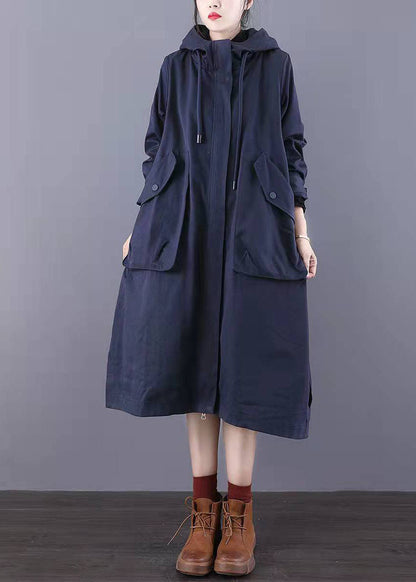 Fitted Army Green Zip Up Pockets Cotton Trench Coats Spring
