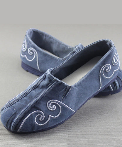Grey Flat Feet Shoes for Cotton Fabric Stylish Embroideried Flats