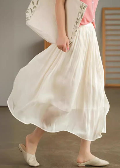 Apricot Elastic Waist Exra Large Hem Silk Skirts Summer