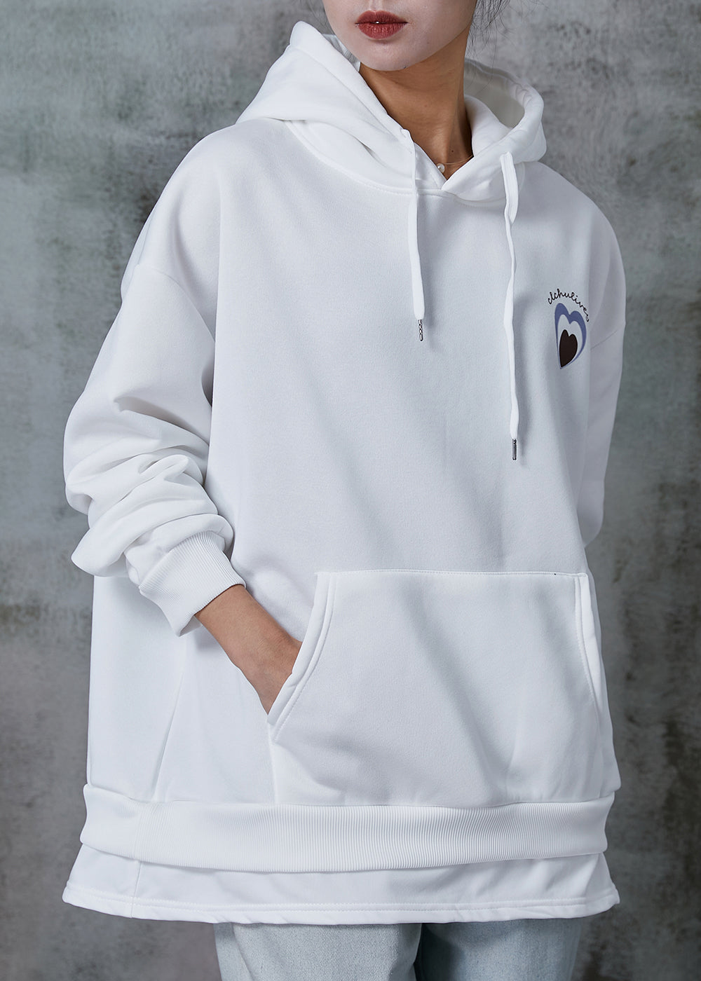 White Oversized Love Cotton Sweatshirts Top Spring