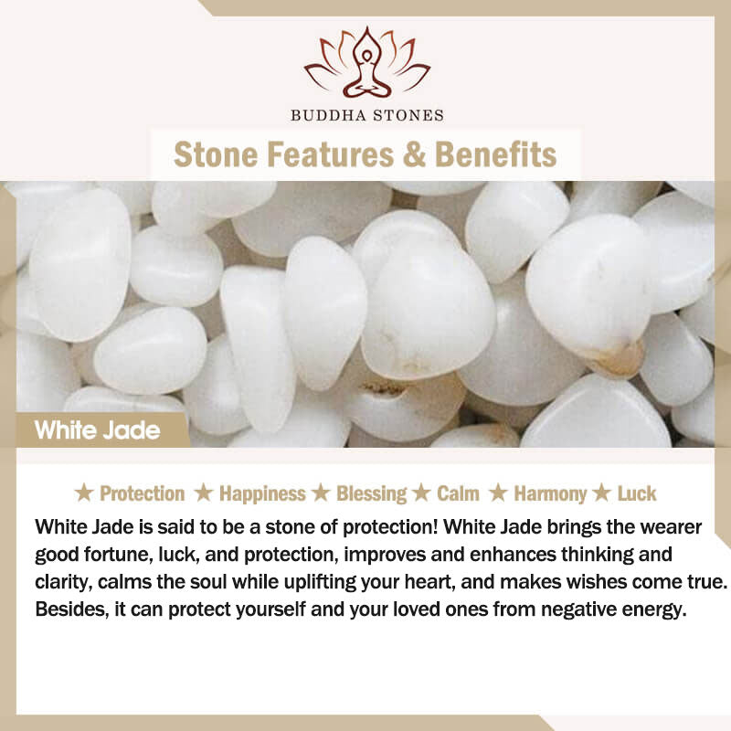 Fengshui White Jade Blessing Drop Earrings