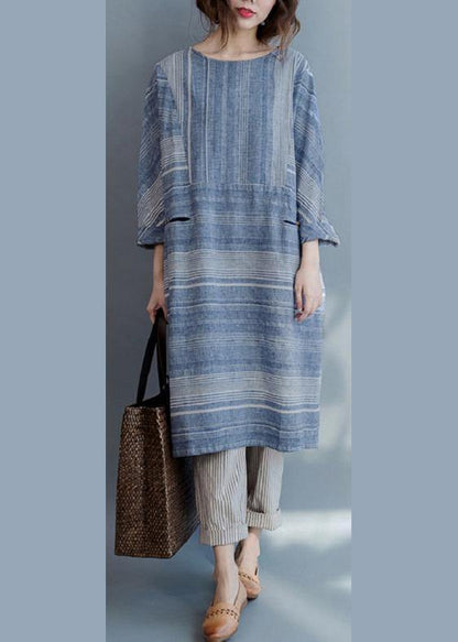 Stylish U Neck Dress Patchwork Pockets Spring Dresses