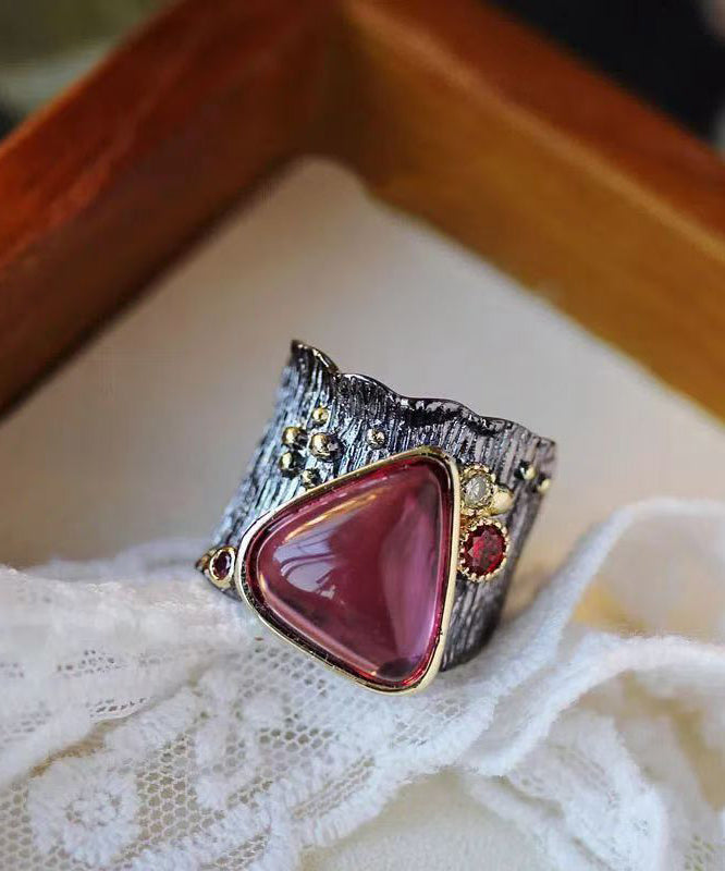 Classy Purple Red Alloy Gem Stone Heart-shaped Rings