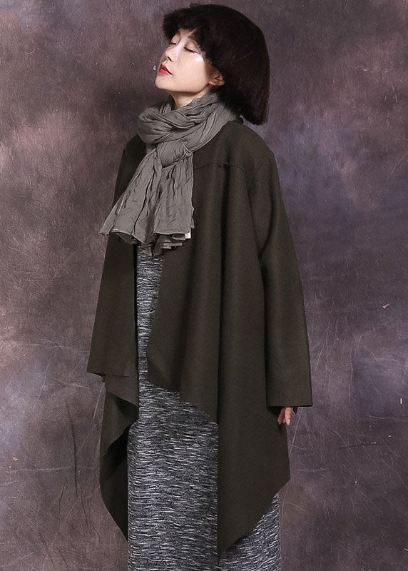 Fitted Tea Green Asymmetrical Coat Spring