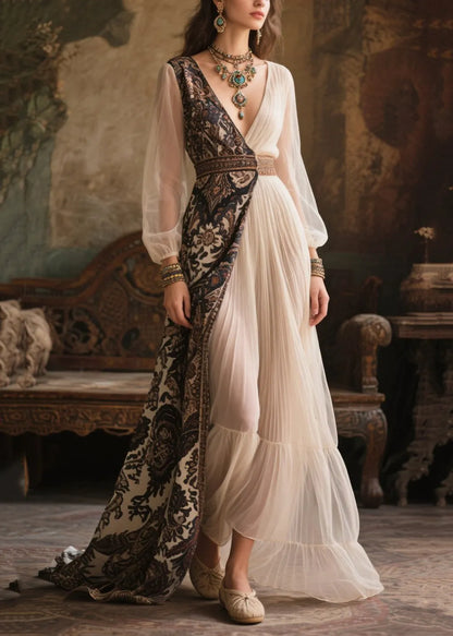 Original Design Asymmetrical Exra Large Hem Chiffon Long Dress Summer