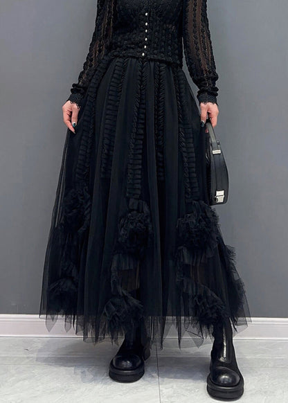 White Ruffled Elastic Waist Tulle Skirt Summer