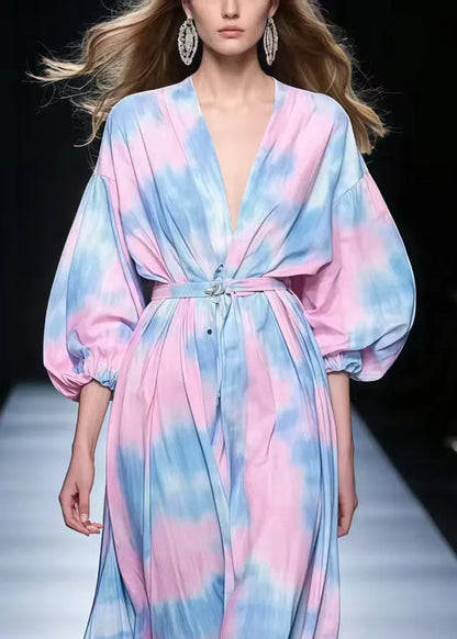 Classy Rainbow Tie Dye Chiffon Tunic Dresses Spring