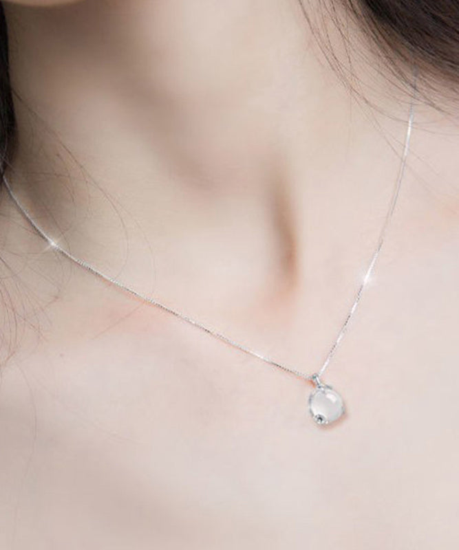 Diy White Silver Silver Chalcedony Plum Blossom Pendant Necklace