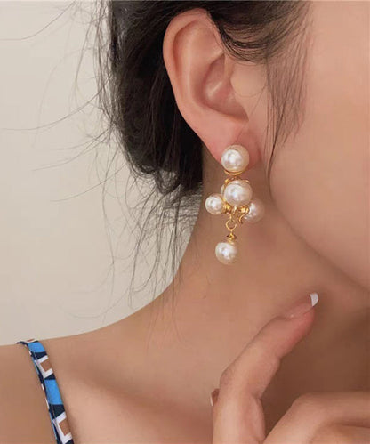 White Copper Alloy Pearl Stud Earrings