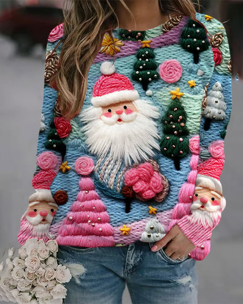 Christmas Tree and Santa Claus Print