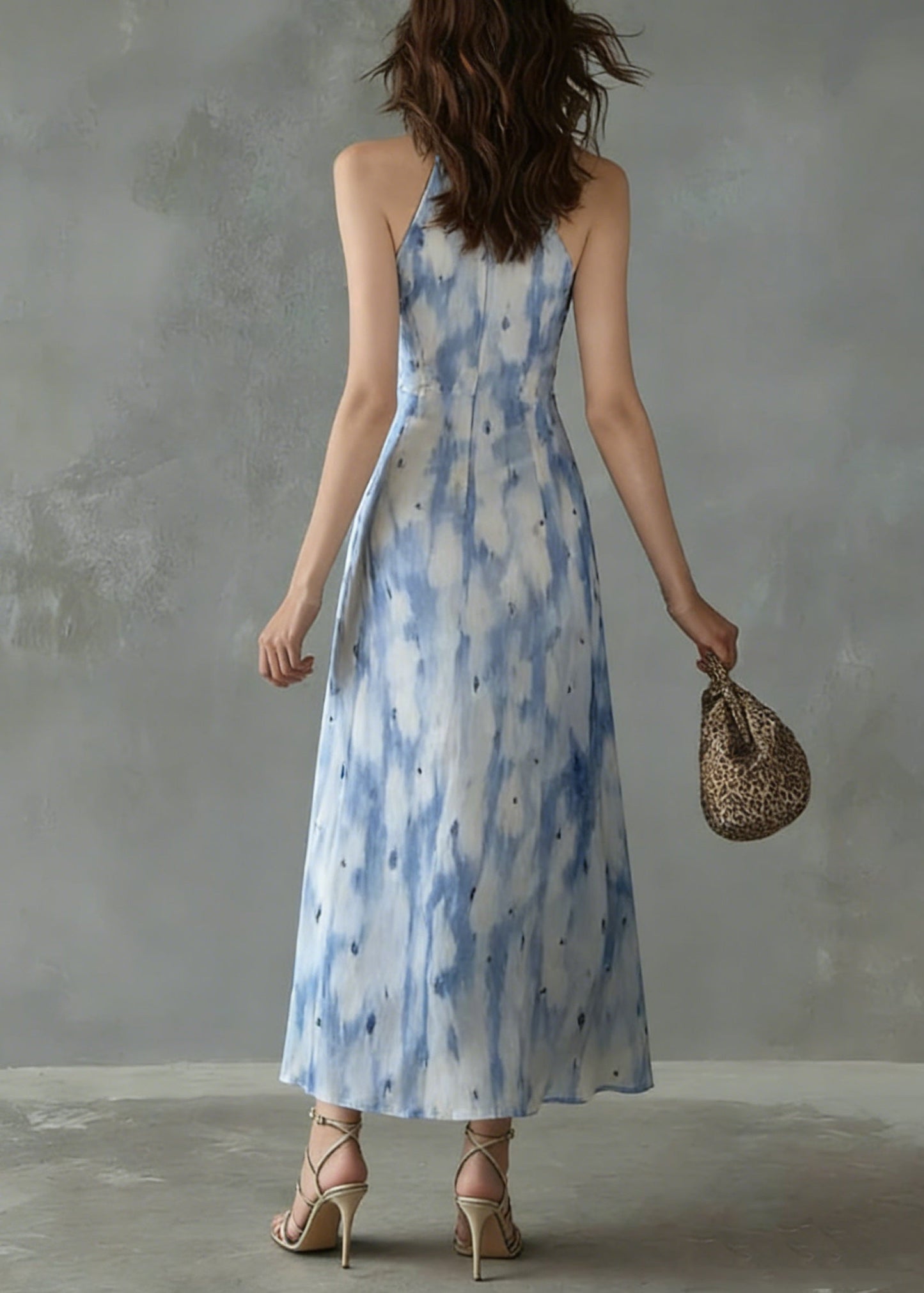 Unique Ruffled Print Slim Fit Chiffon Dress Sleeveless Summer
