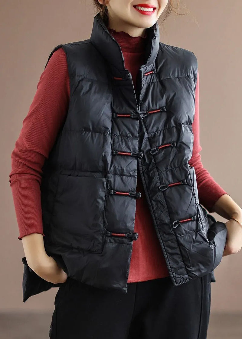 New White Stand Collar Button Pockets Duck Down Waistcoat Winter
