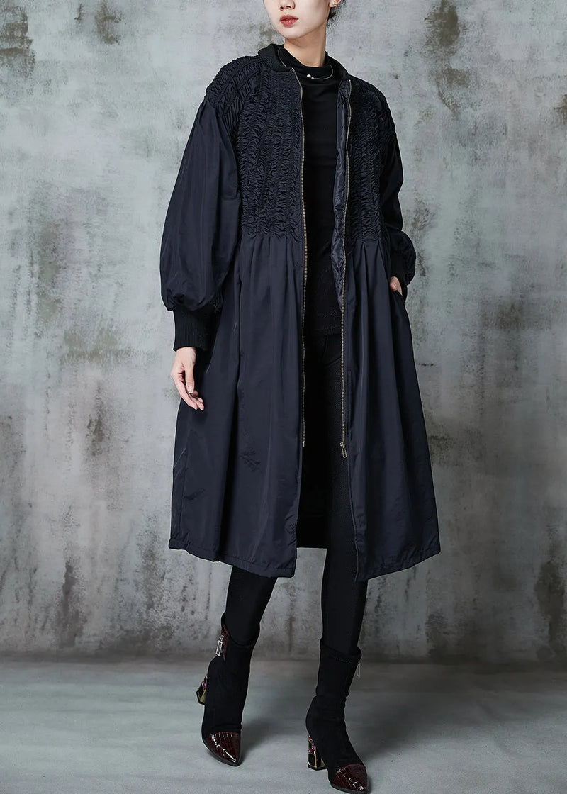 Black Oversized Wrinkled Duck Down Puffers Jackets Winter