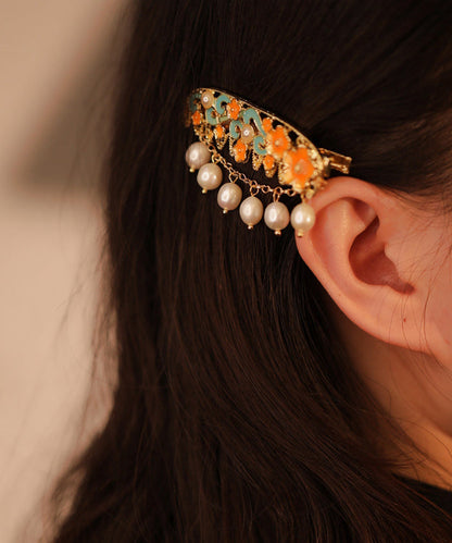 Classy Colorblock Enamel Pearl Tassel Hairpin