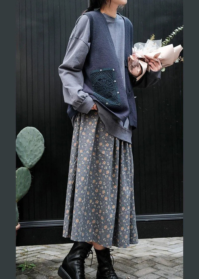For Spring Blue Spring V Neck Button Down Knitted Coat