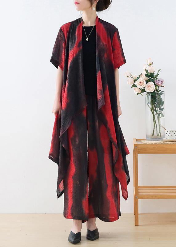 Green Silk Blended Tie Dye Asymmetrical Wide Leg Design Two Piece Set
