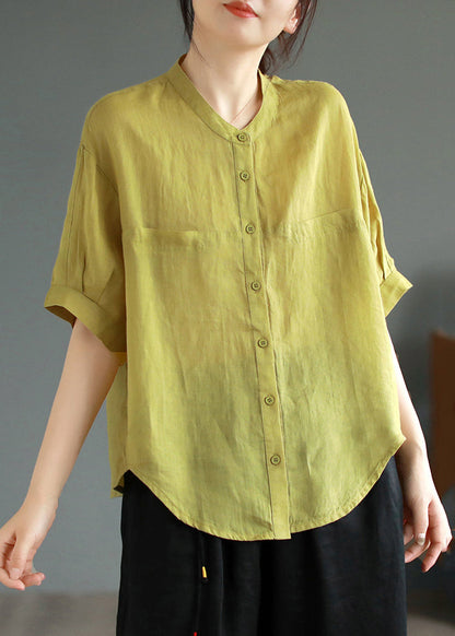 Green Oversized Linen Shirt Top Summer