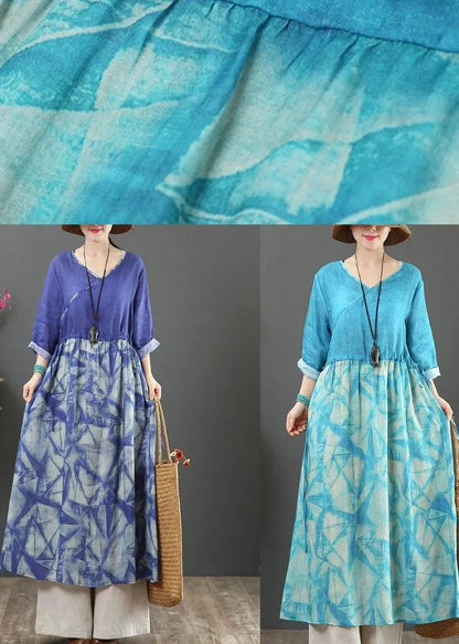 V Neck Patchwork Spring Quilting Clothes Runway Purple Print Dress