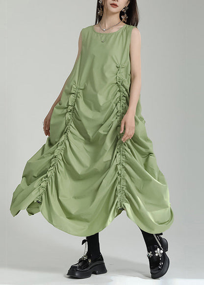 Grass Green O-neck Maxi Dress Sleeveless
