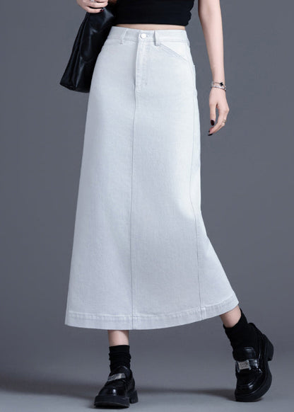 White Side Open Denim a Line Skirt Spring