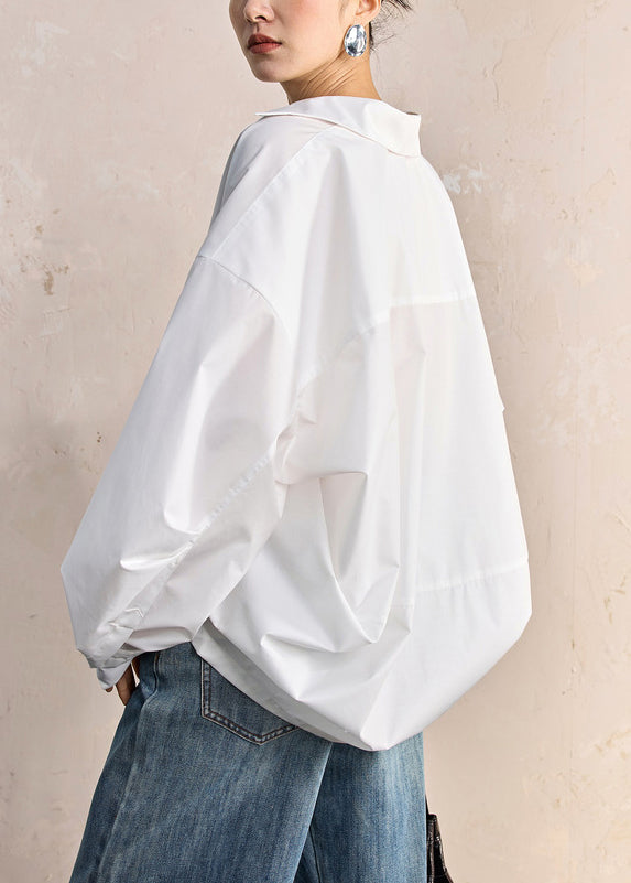 White Peter Pan Collar Button Cotton Shirt Fall