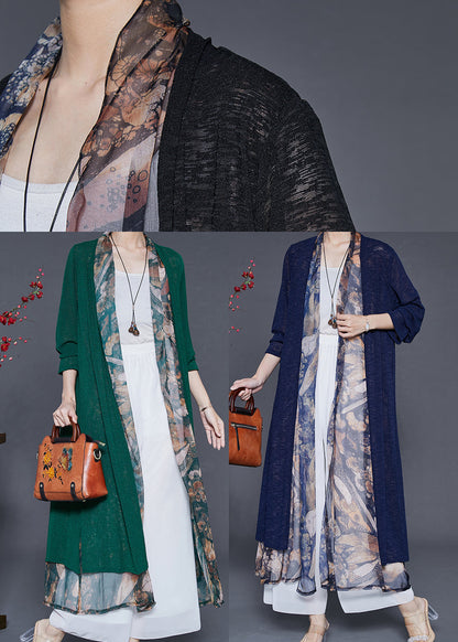 Green Oversized Patchwork Silk Cardigan Summer
